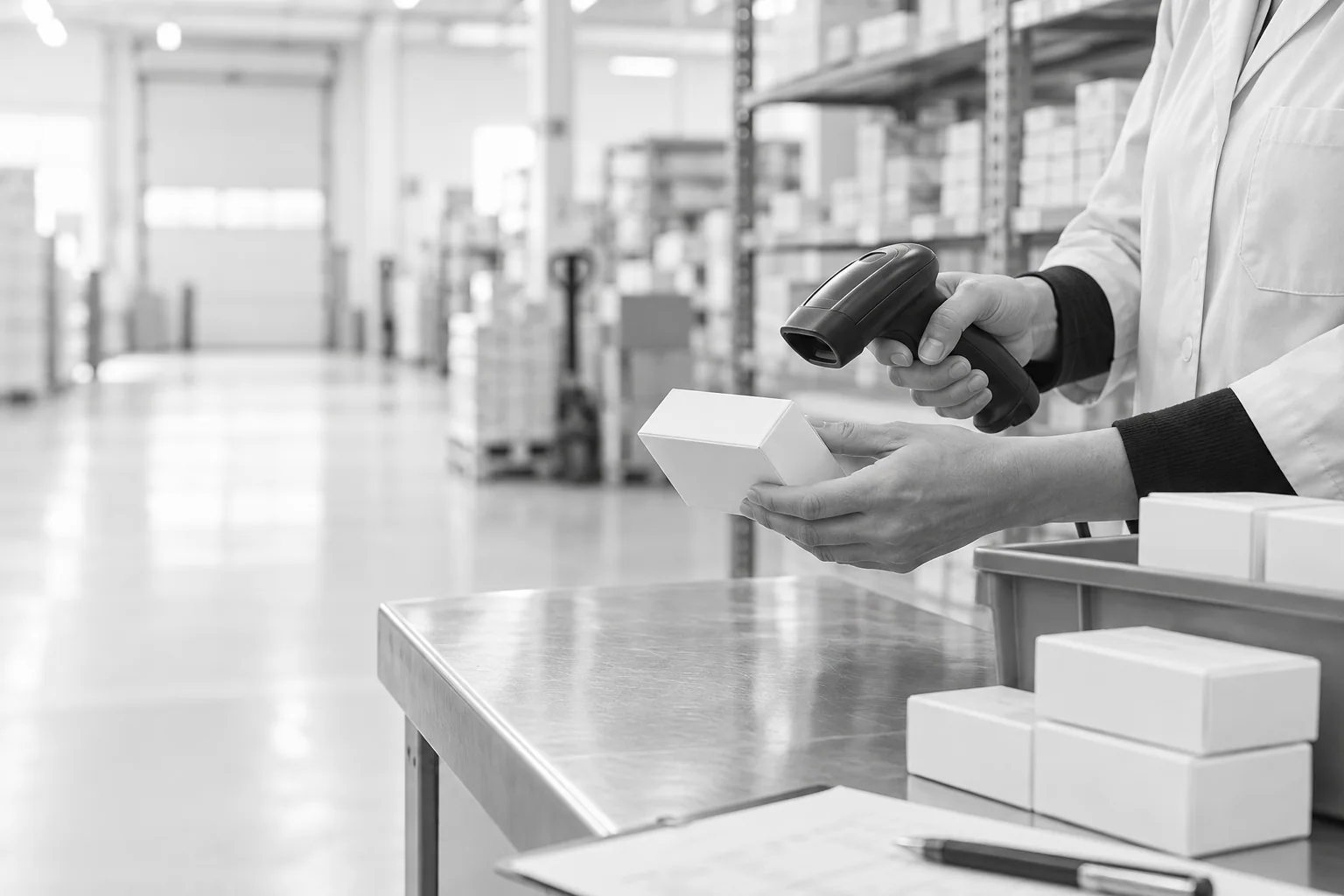 Illustrative pharmaceutical receiving workflow with a handheld scanner