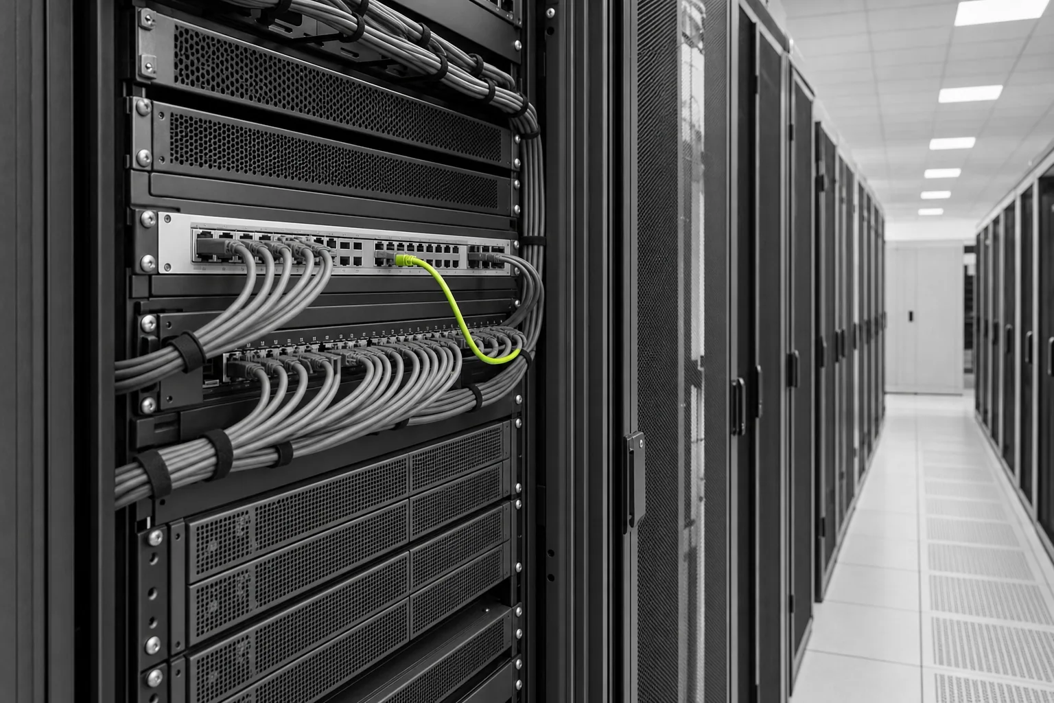 Illustrative business infrastructure with organized server connections
